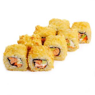 Теплый ролл с лососем