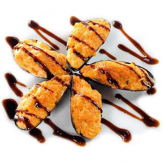 Запеченные мидии острые